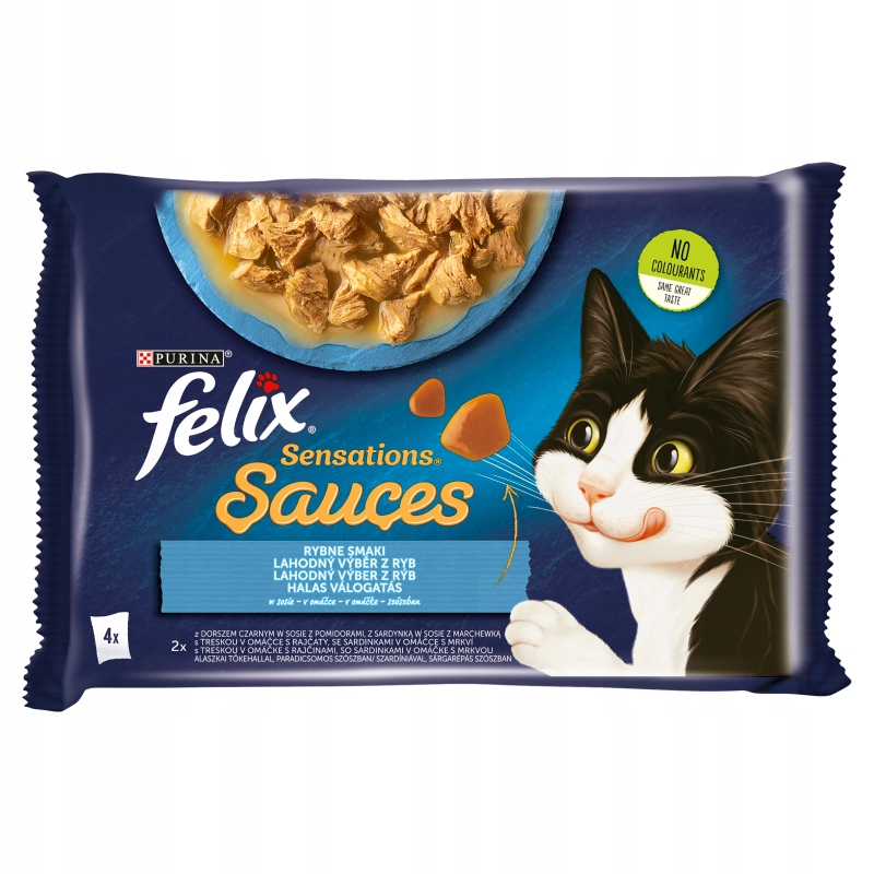 Felix Sensations Sauces Karma dla kotów rybne smaki w sosie 340 g (4x85 g)