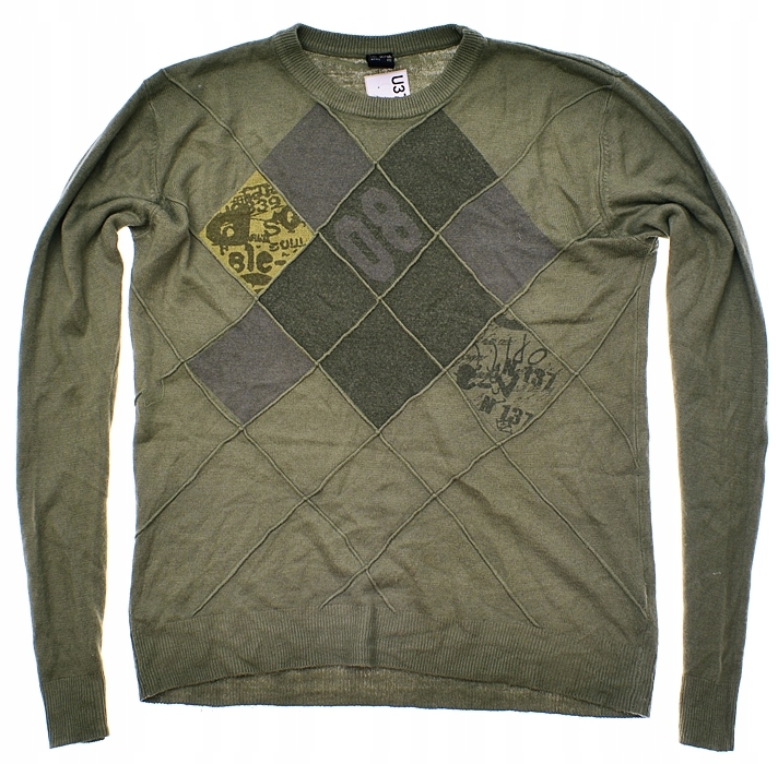 U37-14 FUNK 'N'SOUL... m#k SWETER PRINT KHAKI r.M