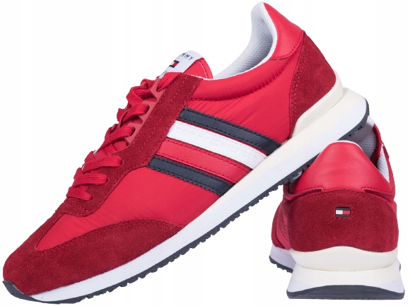 BUTY MĘSKIE TOMMY HILFIGER SKÓRZANE CZERWONE R. 43