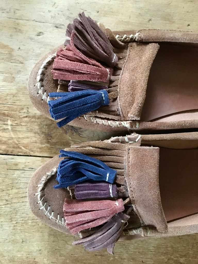 buty mokasyny skóra zamsz frędzle Asos 37