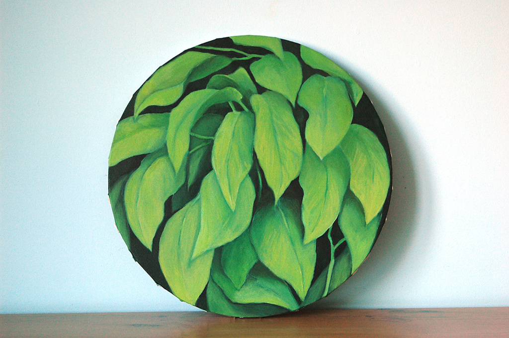 Obraz akryl na okrągłym płótnie, 40 cm, zieleń