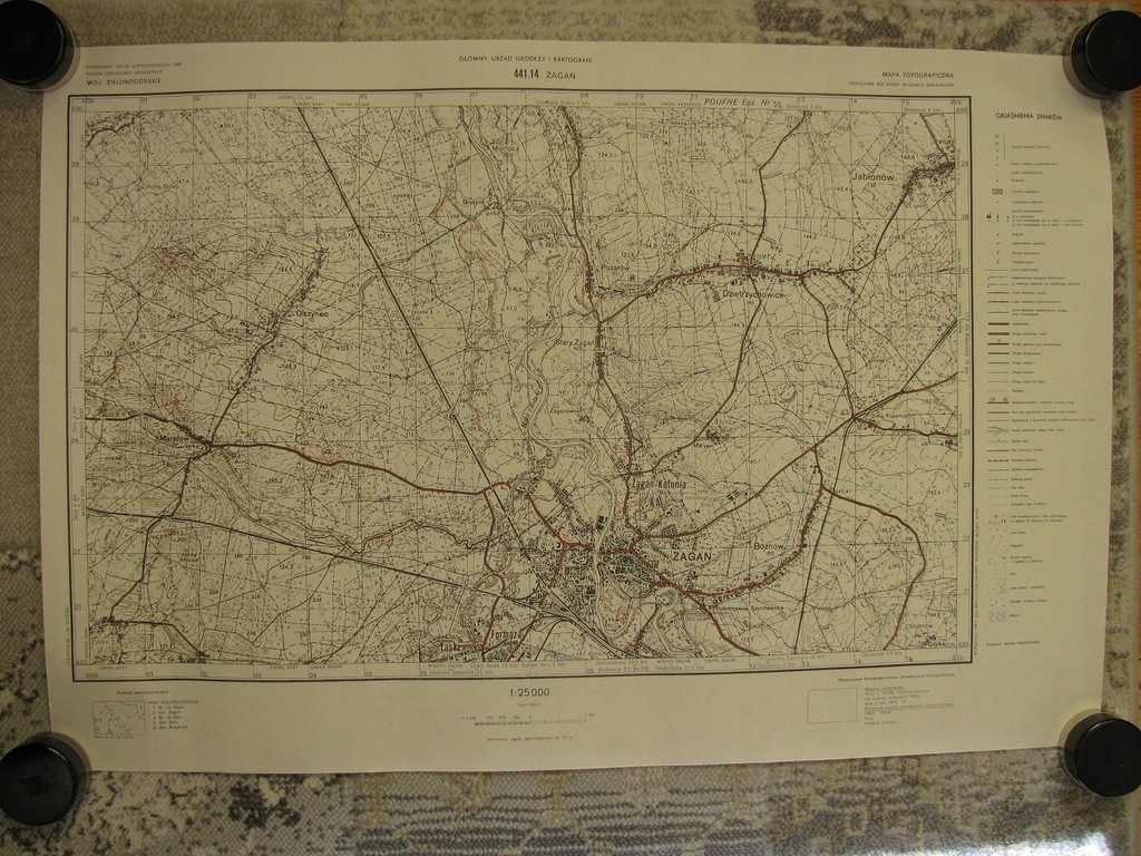 Mapa ŻAGAŃ i okolice PPG-K 1983r 1:25000