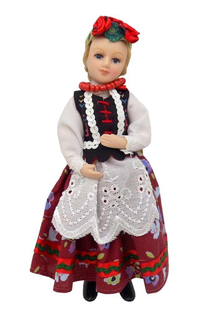 ceramiczna lalka strój regionalny Cepelia PRL