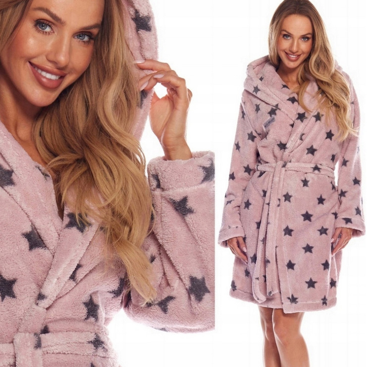 GRUBY SZLAFROK DAMSKI W GWIAZDKI L&L 19135 Baletowy-Onyx M