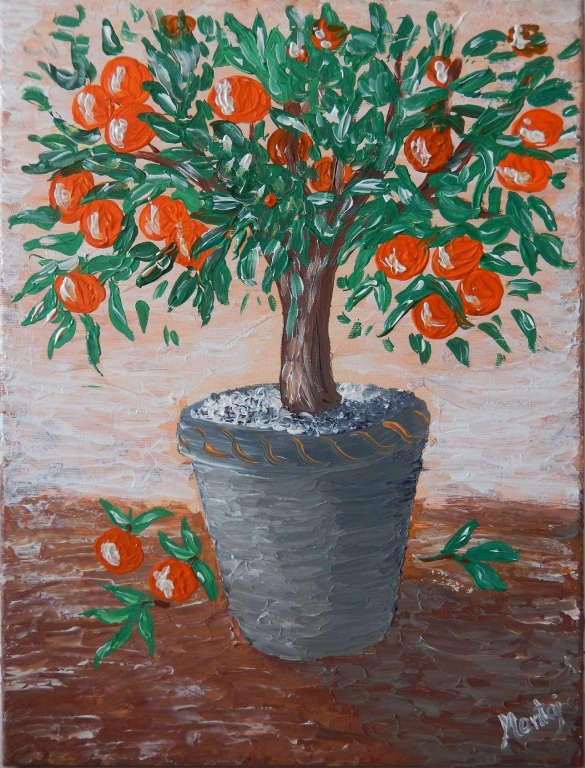Obraz ręcznie malowany 30 x 40  cm mandarynka