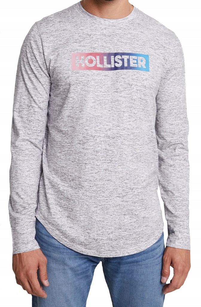 Hollister SZARY melanż bluza LONGSLEEVE _ XS