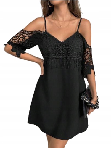 SHEIN SUKIENKA CZARNA PROSTA Z HAFTEM 34 ŁGK