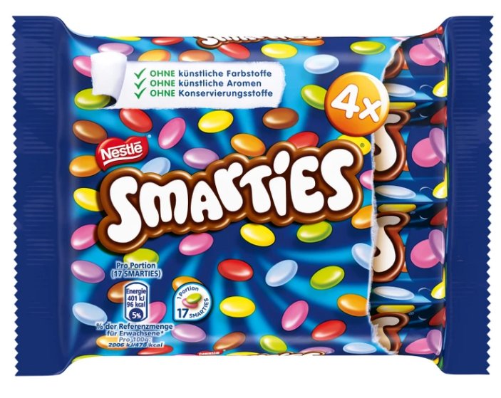 aga SMARTIES DRAŻETKI CZEKOLADOWE LENTYLKI 4 TUBKI