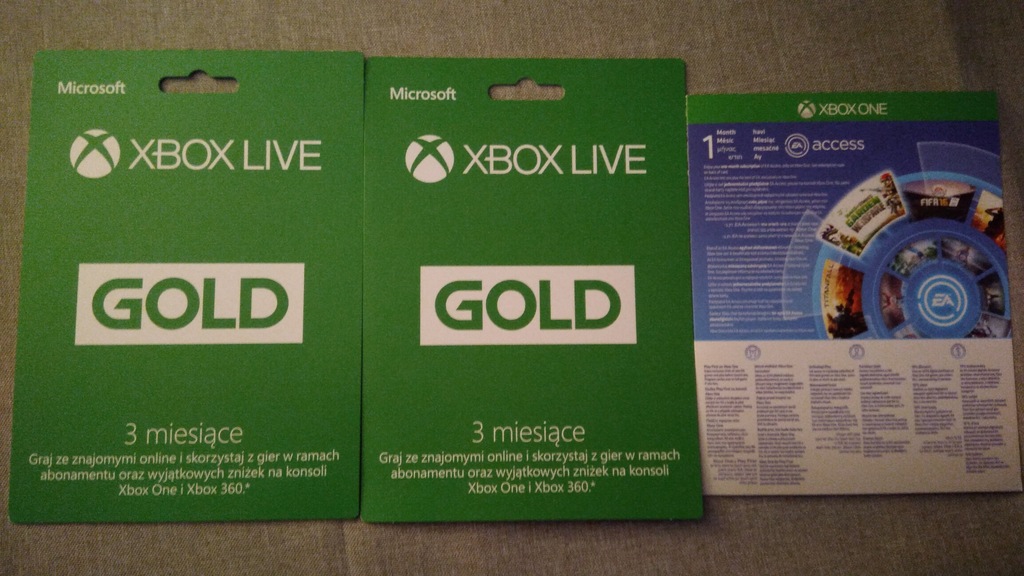 XBOX Live GOLD 3 miesiące x2 + 1 miesiąc EA Access