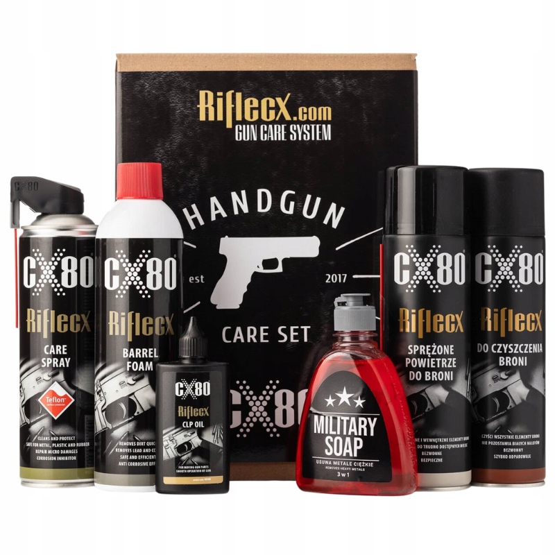 Zestaw do czyszczenia broni krótkiej - Riflecx CX80 handgun set