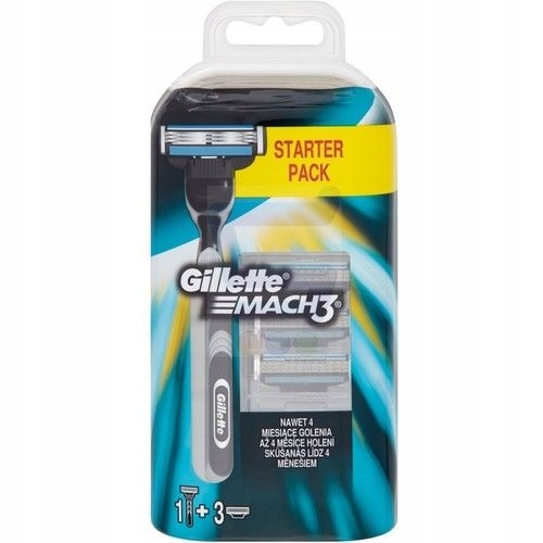 NOWA GILLETTE MACH 3 MASZYNKA Z 4 WKŁADAMI ZESTAW