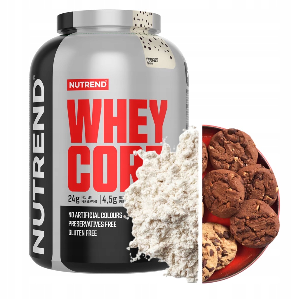 WHEY CORE 1800g Ciasteczkowy NUTREND BIAŁKO SERWATKOWE PROTEIN 24g cookie