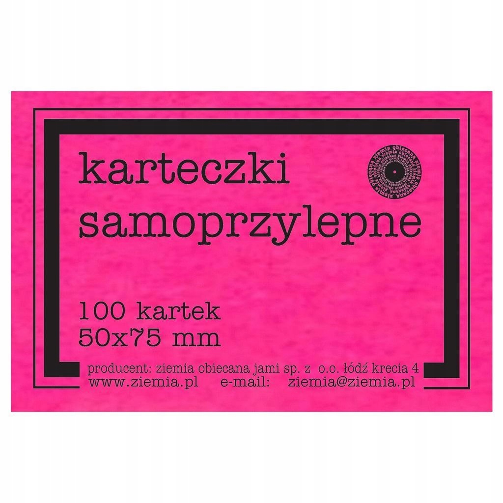 KARTECZKI SAMOPRZYLEPNE FLUO 50X75MM 100K RÓŻ