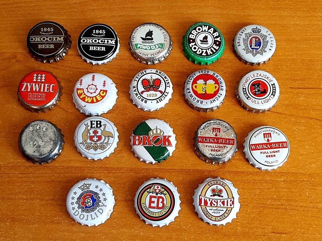 Stare kapsle WARKA, TYCHY, ŻYWIEC i inne; 18 szt.