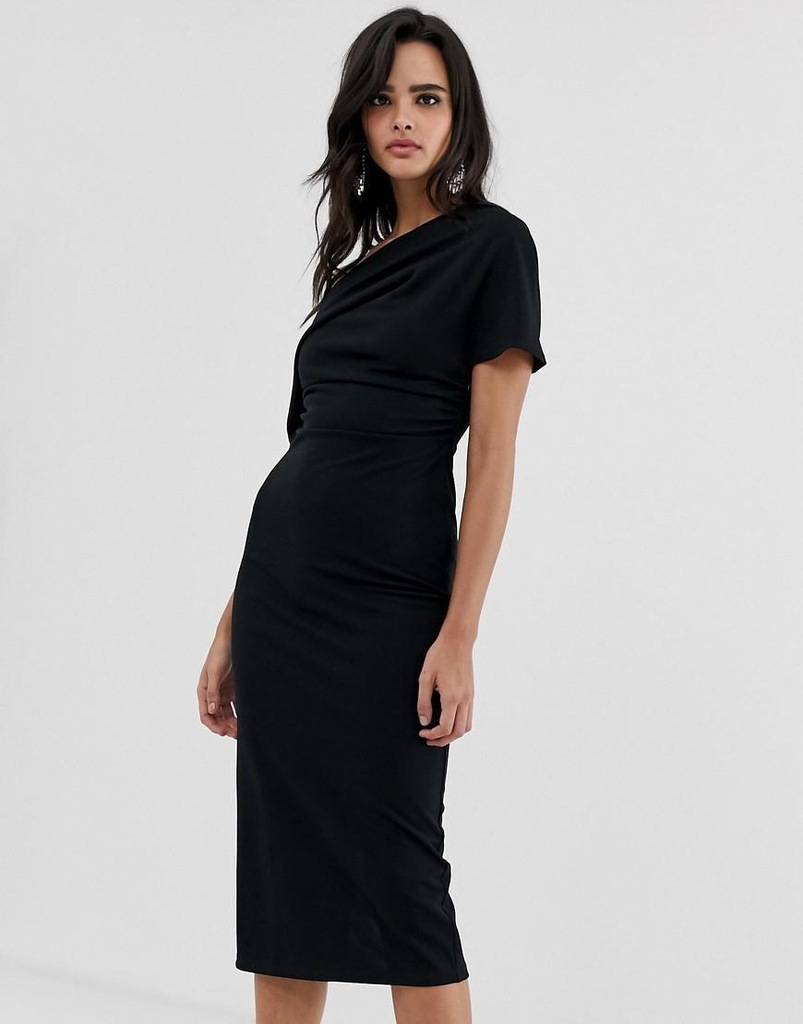 ASOS DESIGN__XDI CZARNA KLASYCZNA MIDI SUKIENKA__M