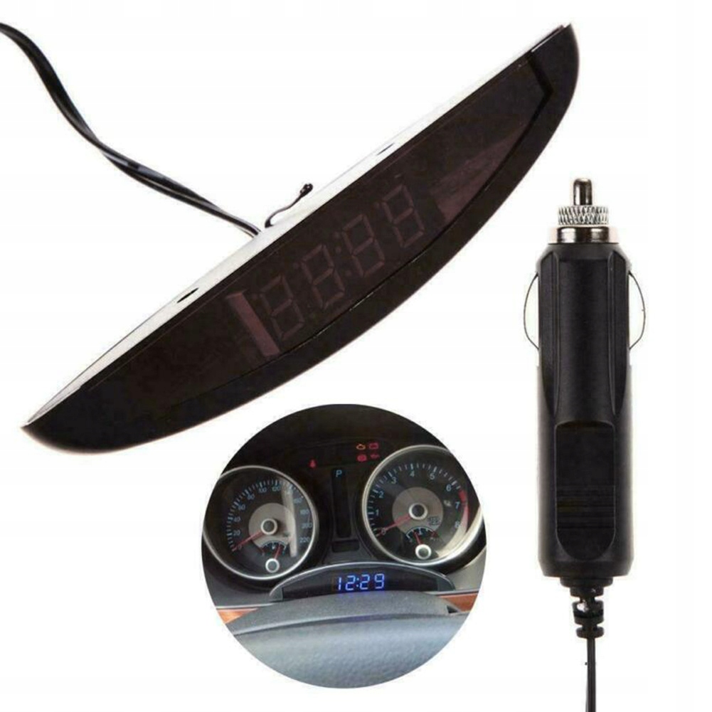 CYFROWY TERMOMETR SAMOCHODOWY ZEGAR WOLTOMIERZ LED 3W1 12V AUTOMATYCZNY
