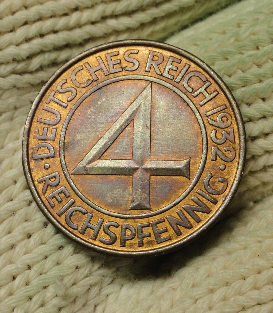 4 PFENNIG Z 1932 R. A . PIĘKNY ORYGINAŁ !!!!!!!!!