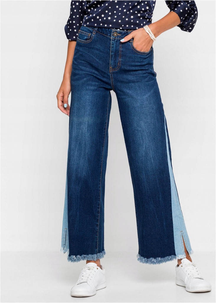 AF4J04 SPODNIE JEANS KULOTY ROZCIĘCIA__36