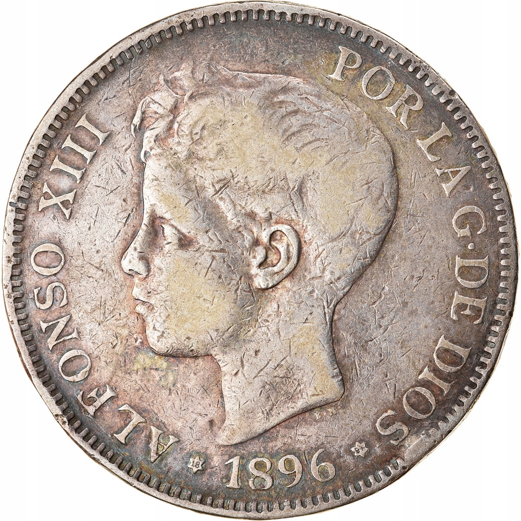 Moneta, Hiszpania, Alfonso XIII, 5 Pesetas, 1896,