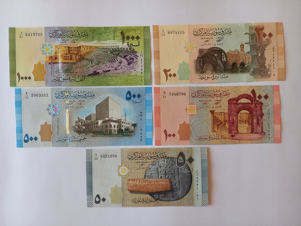 Syria. Zestaw banknotów-5szt. St.1