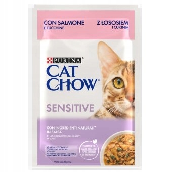 Purina Cat Chow Sensitive Karma Z Łososiem I Cukinią W Sosie 85g