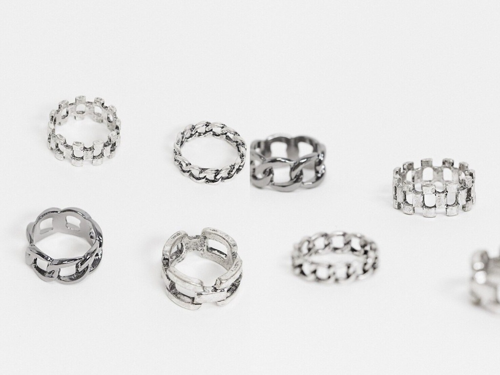 Bershka Zestaw 4 masywnych pierścionków M