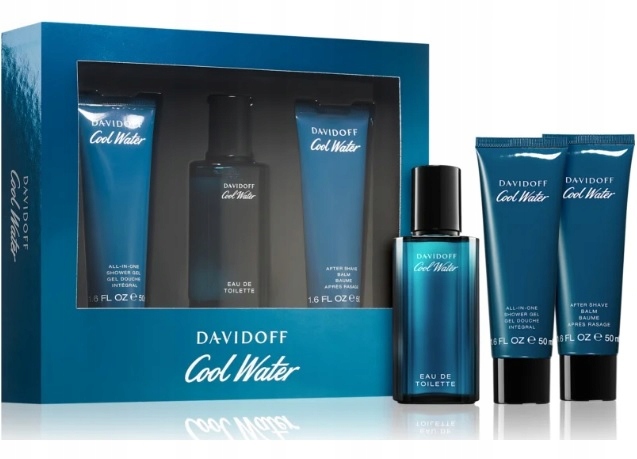 ZESTAW NA PREZENT PERFUMY DAVIDOFF COOL WATER MEN 40ml ŻEL 50ml BALSAM 50ml