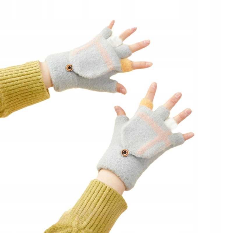 Rękawiczki zimowe do telefonu mitenki damskie / dziecięce - szare