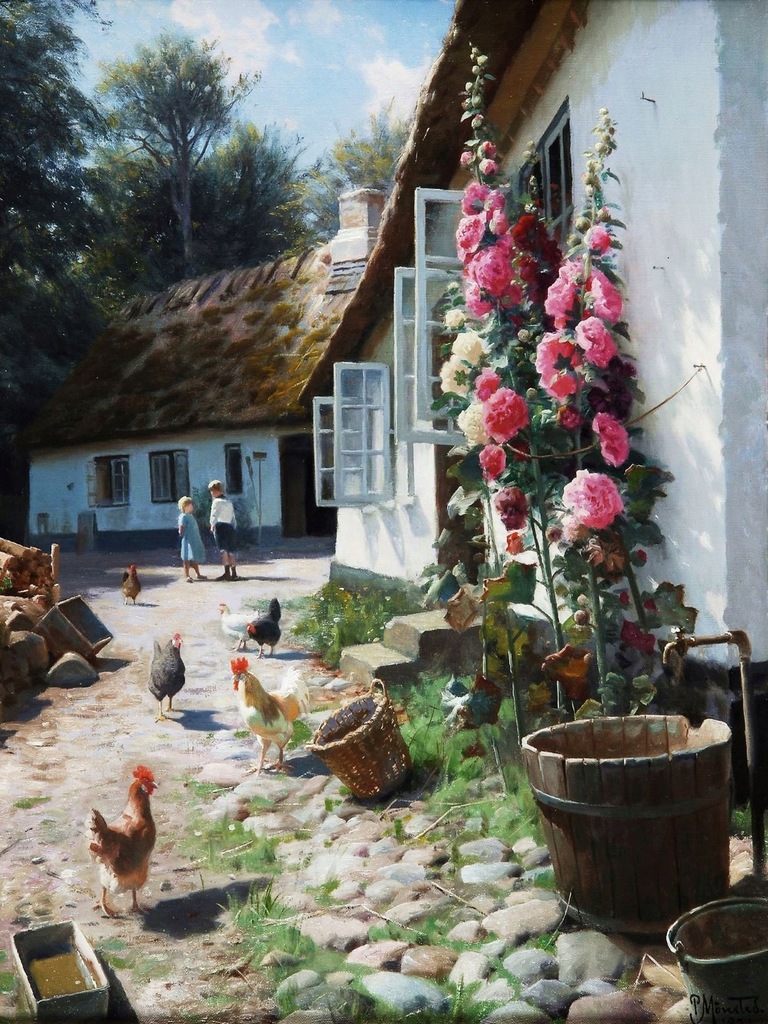 Peter Monsted - Farma Hollyhock - 70x50 cm wydruk na specjalne zamówienie