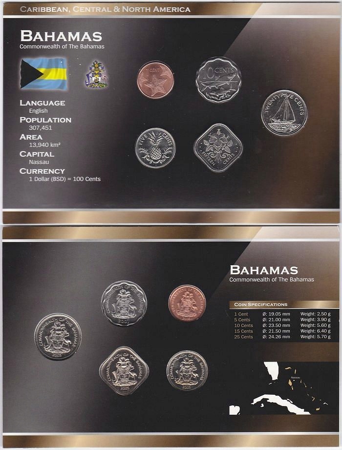 Bahamy, Zestaw 5 szt. 1 - 25 Cents 2005 - 2007