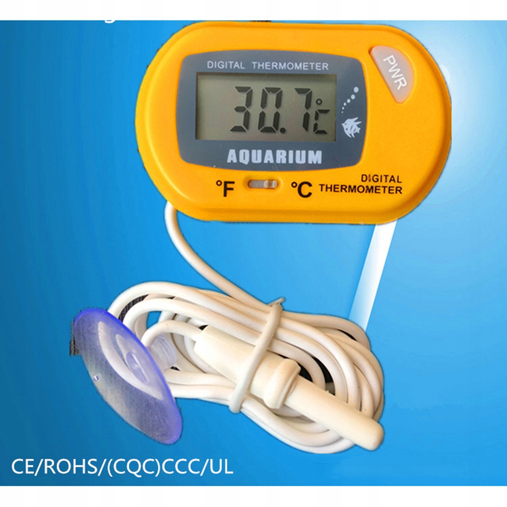 1* cyfrowy termometr do akwarium Reptile Żółty