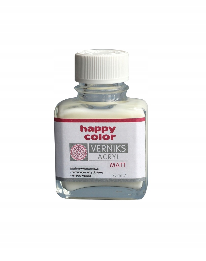 Werniks akrylowy MATT, 75 ml, przezroczysty, Happy