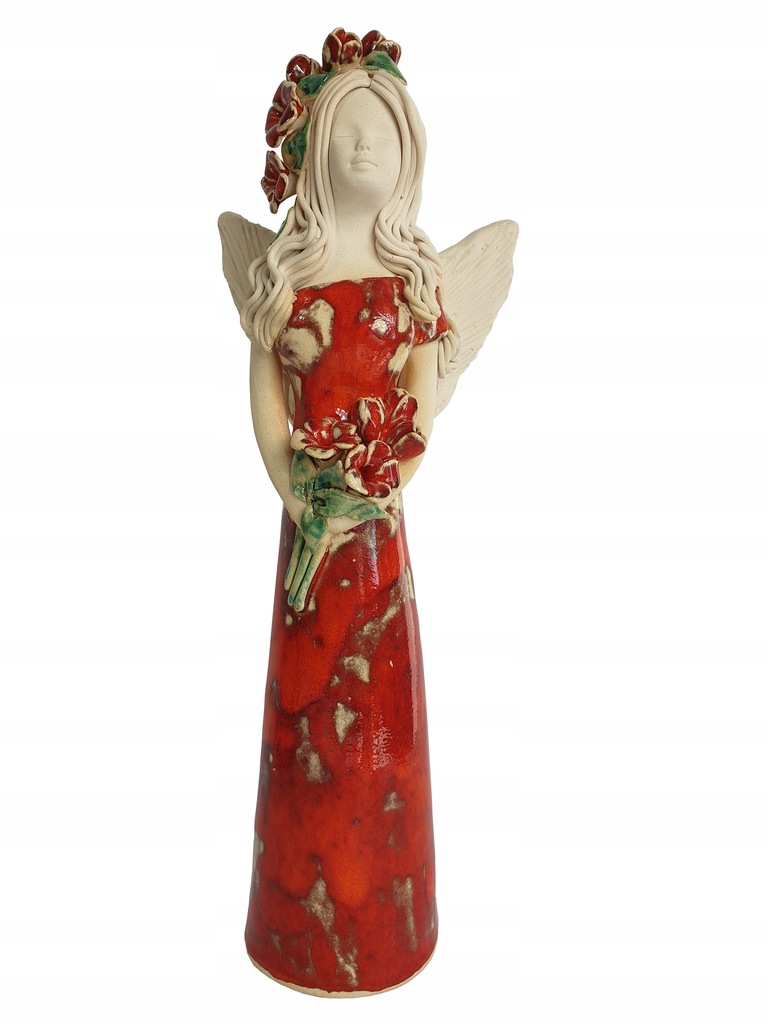 anioł ceramiczny aniołki stojący wyjątkowe duży