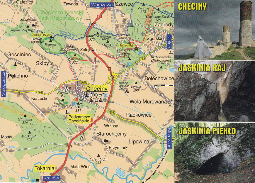 CHĘCINY - JASKINIA RAJ - JASKINIA PIEKŁO - MAPKA