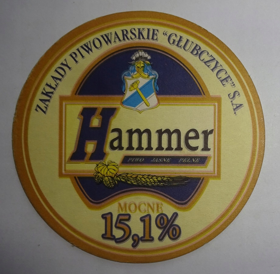 PODSTAWKA WAFEL PIWO BROWAR GŁUBCZYCE HAMMER