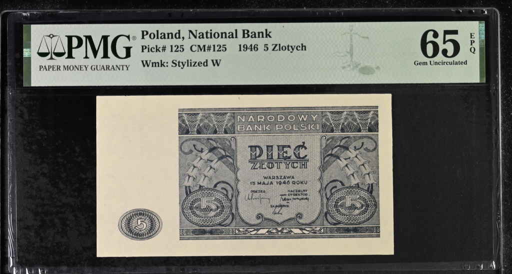 5 złotych 1946 PMG 65 EPQ