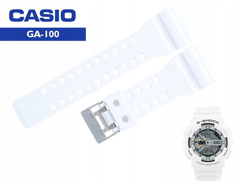 Pasek CASIO GA-100 G-8900 GR-8900 biały błyszczący