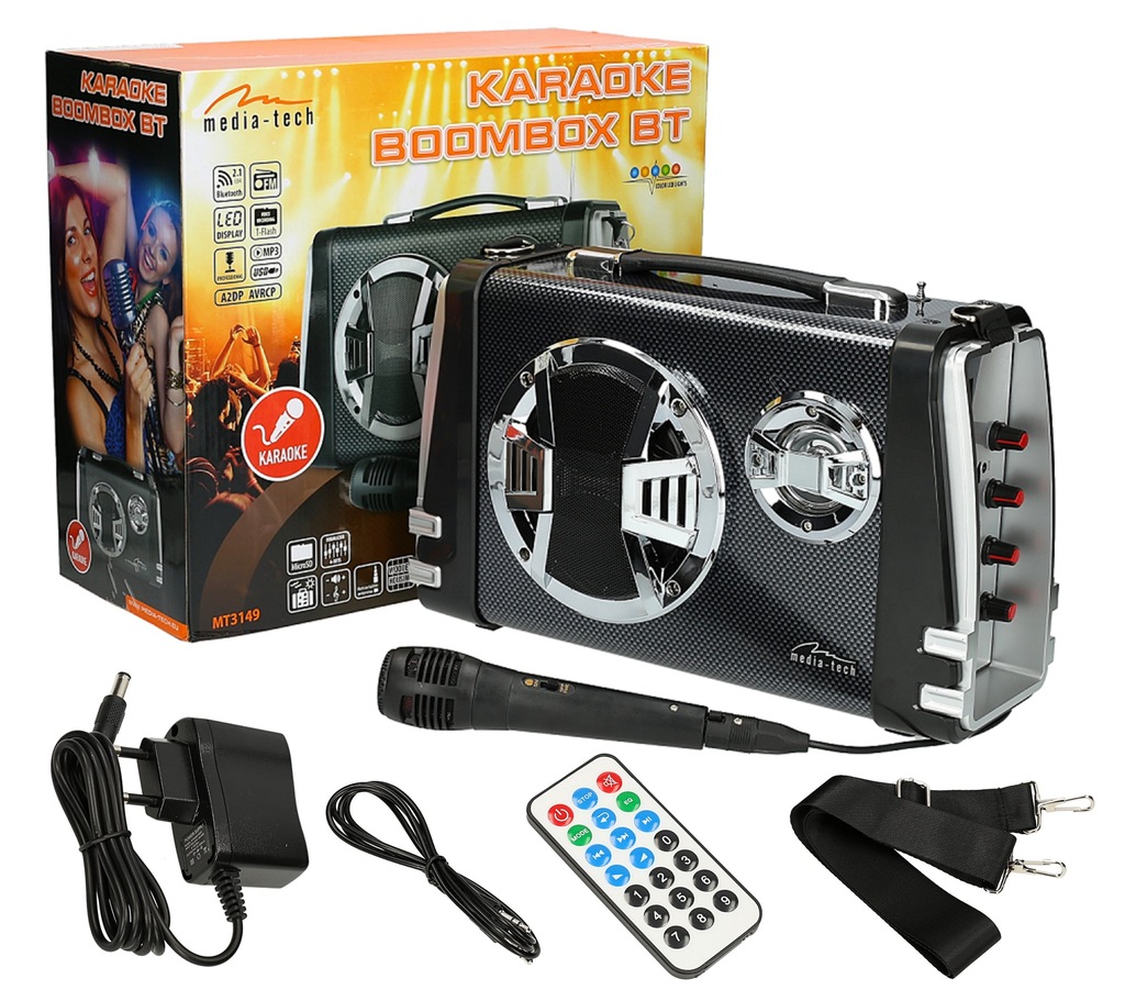 Boombox Głośnik BT z Pilotem Mikrofonem KARAOKE SD 7251560323