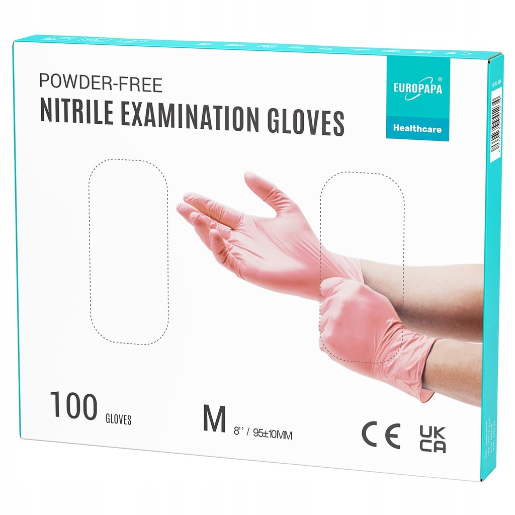 Rękawiczki nitrylowe różowe EUROPAPA, M