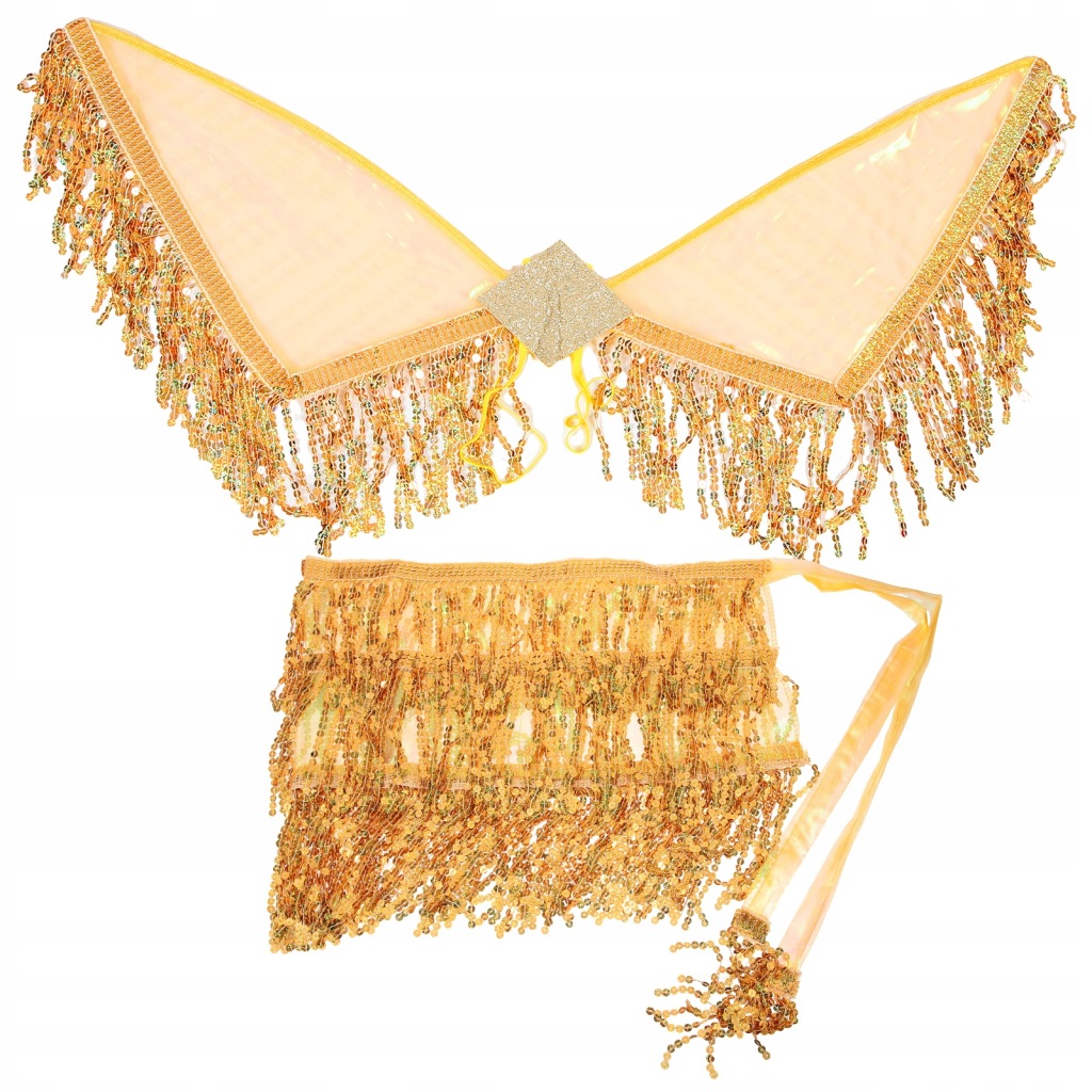 ZESTAW SPÓDNICY CEKINOWEJ Z FRĘDZLAMI I SKRZYDEŁKIEM KOBIET