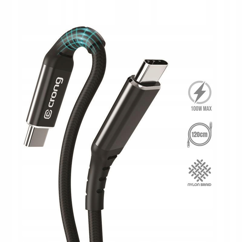 Crong Armor Link - Kabel 100W 5A USB-C do USB-C Power Delivery Fast Chargin