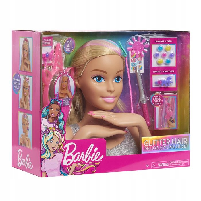 Barbie Deluxe Głowa do stylizacji Glitter Hair