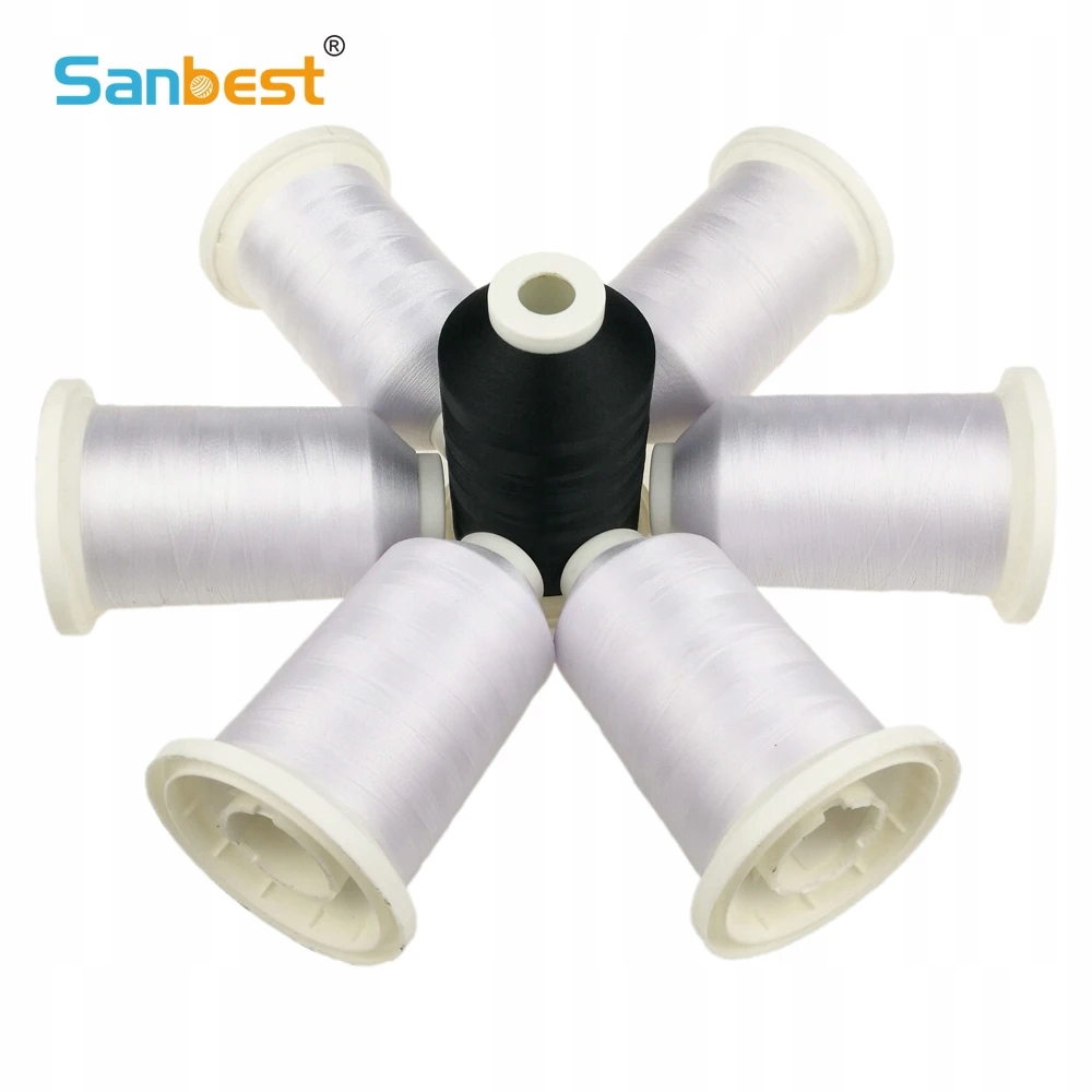 Sanbest 5000M Polyester Embroidery Thread Solid Bl