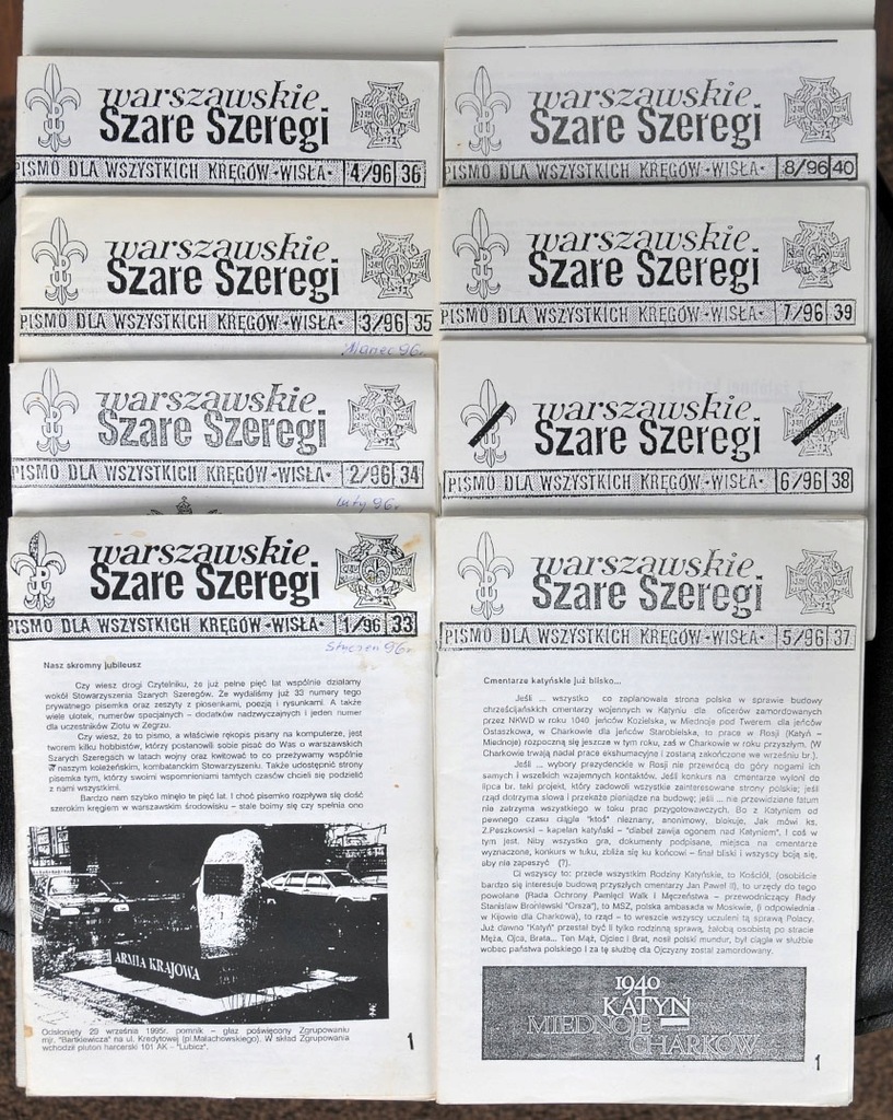 WARSZAWSKIE SZARE SZEREGI Numery 1 - 8 1996 r.