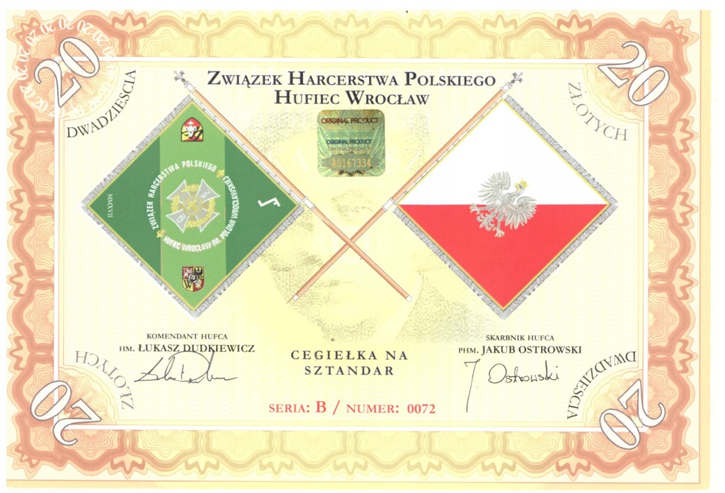 NA SZTANDAR - ZHP - HUFIEC WROCŁAW 20 ZŁOTYCH