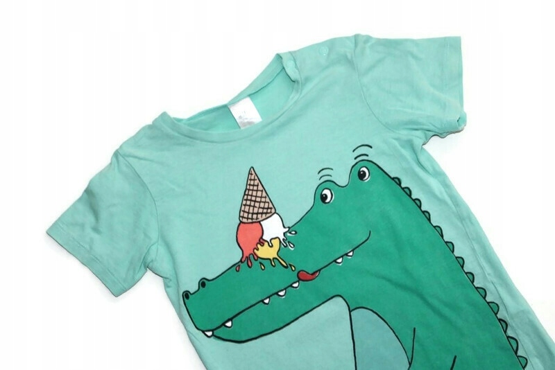 ae512*H&M*Miętowy t-shirt krokodyl 92