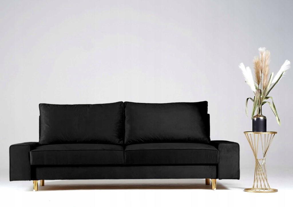 Sofa kanapa Czarna złote nogi glamour 230cm STINO