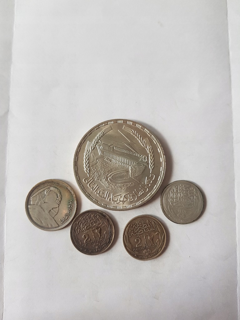 monety srebrne egipt 5 szt 36g