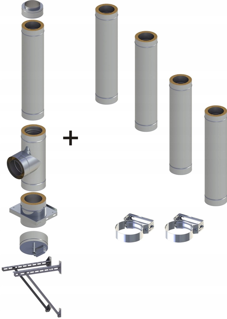 Komin izolowany - drewno, pellet, olej, gaz, 180/230 mm, 5 rur