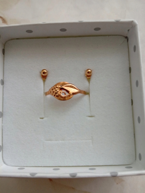 Złoto 585 Zestaw biżuterii dla szczupłej Pani Kolczyki + Pierścionek wys.0!